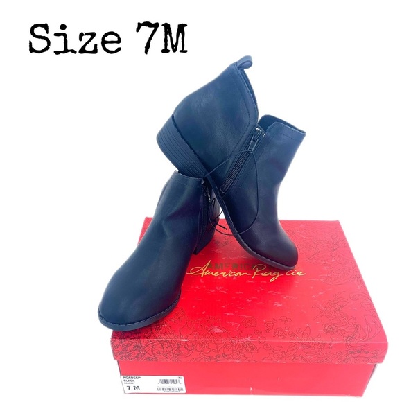 American Rag Womens Cadee Almond Toe Ankle Black PU Leather Boots Size 7M - Picture 1 of 14